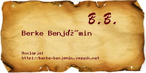Berke Benjámin névjegykártya